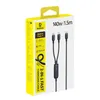Kabel Baseus Flash 4 140W 2w1 USB-C do USB-C + USB-C 1.5 m - czarny